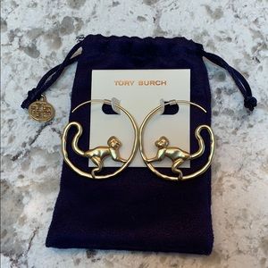 NEW Tory Burch Monkey hoop earrings